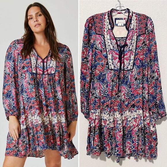 Anthropologie Spliced Tunic Dress S Boho Pheasant Folk Cottage - Picture 1 of 11
